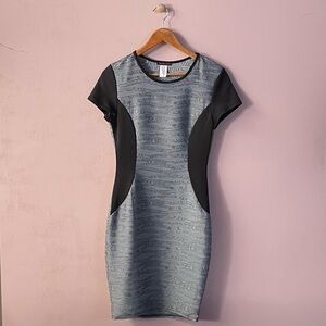 Double Click Gray & Black Bodycon Textured Mini Dress